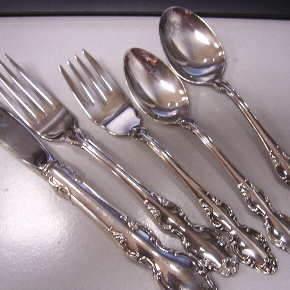 English Crown (Silverplate) by REED & BARTON -- Knife, Fork, Table Spoon, Salad